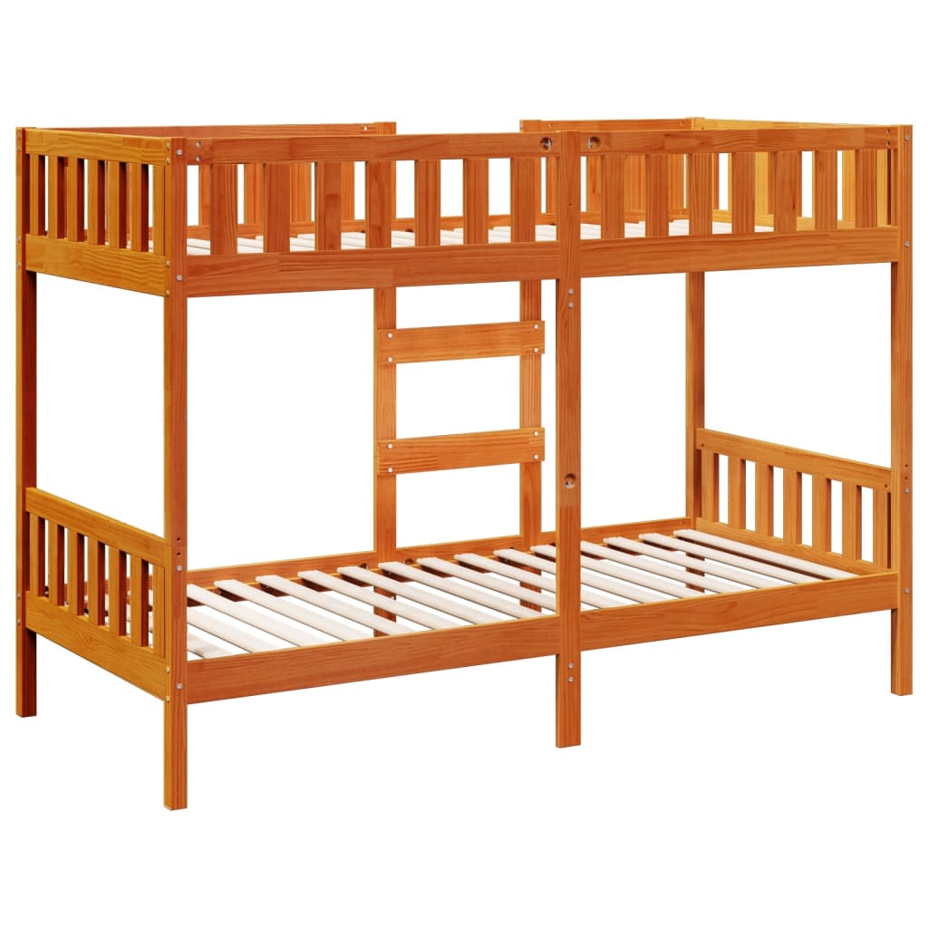 Lit superposé cire marron 90x200 cm bois de pin massif - XIOS