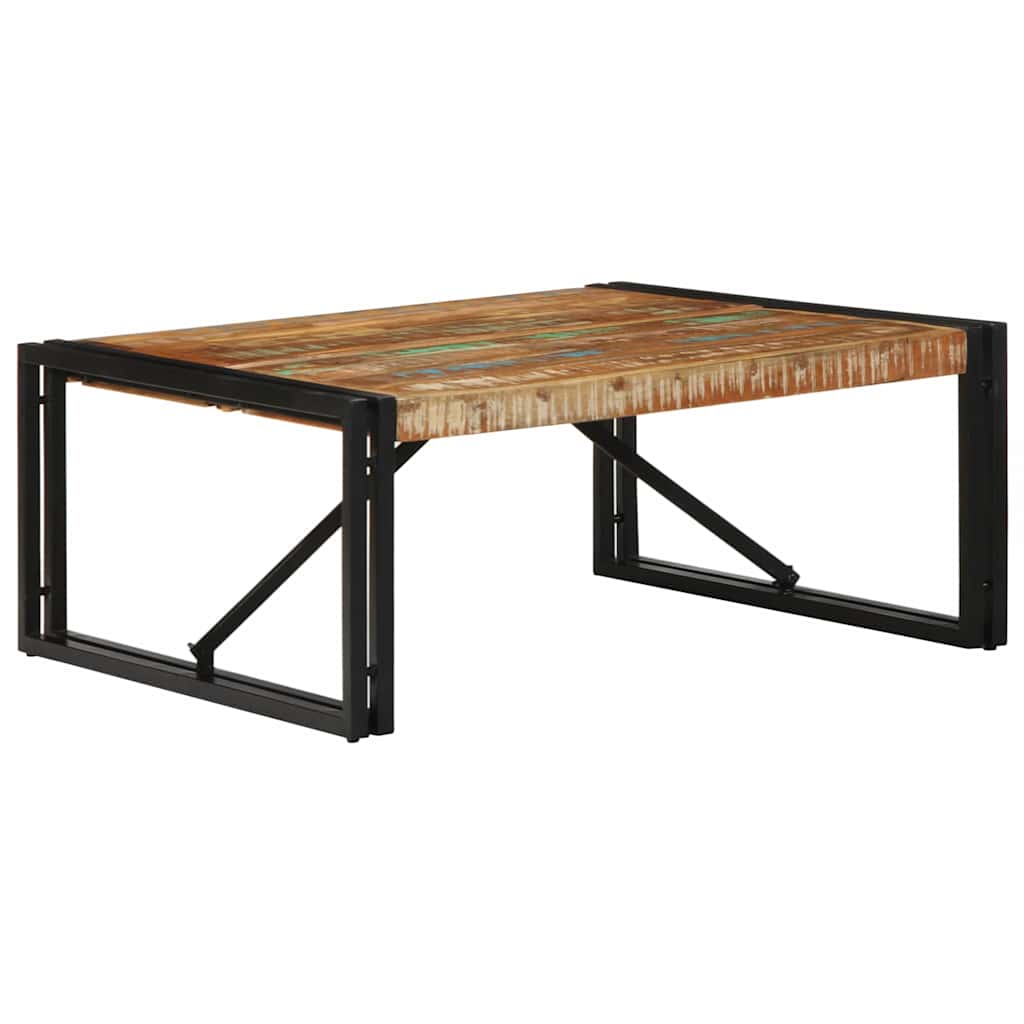 Table basse multicolore 80x80x35 cm bois de récupération massif - XIOS