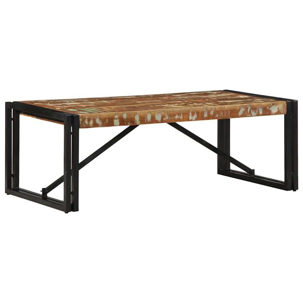 Table basse multicolore 100x50x35cm bois de récupération massif - XIOS