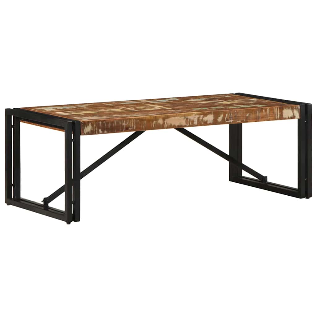 Table basse multicolore 100x50x35cm bois de récupération massif - XIOS