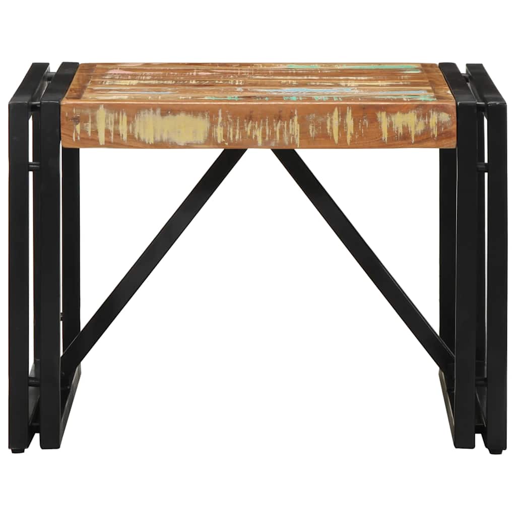 Table basse multicolore 50x50x35 cm bois de récupération massif - XIOS