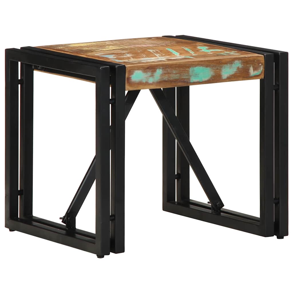 Table basse multicolore 40x40x35 cm bois de récupération massif - XIOS