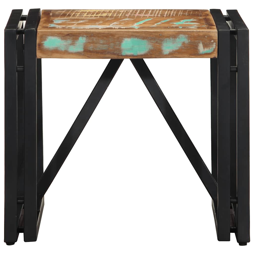 Table basse multicolore 40x40x35 cm bois de récupération massif - XIOS