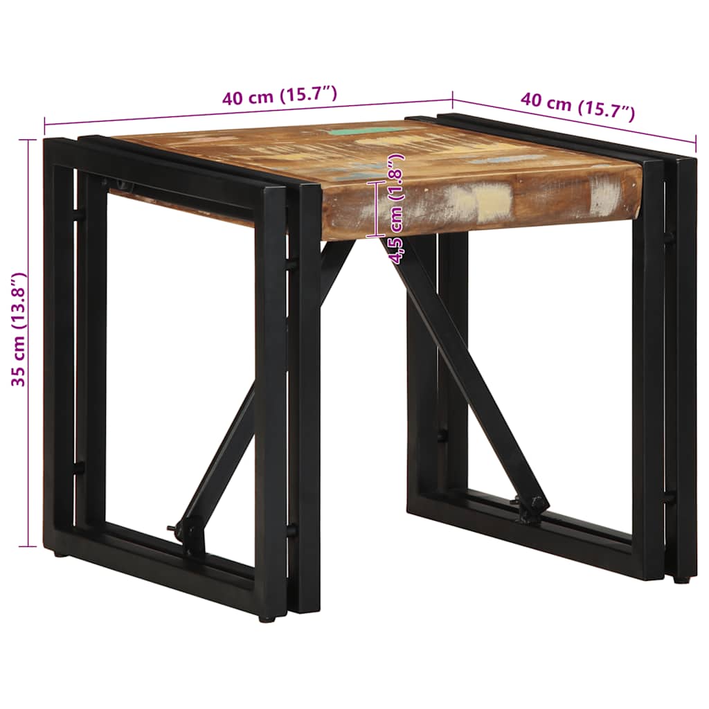 Table basse multicolore 40x40x35 cm bois de récupération massif - XIOS
