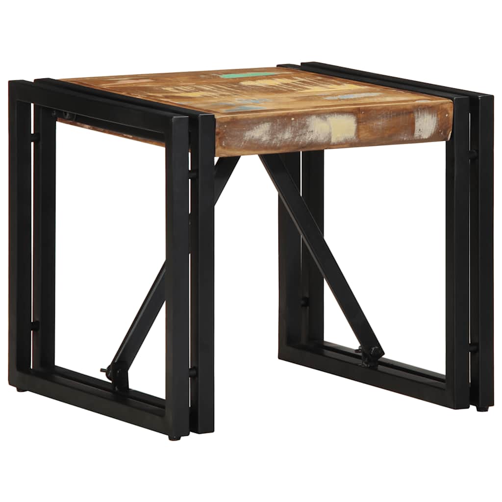Table basse multicolore 40x40x35 cm bois de récupération massif - XIOS