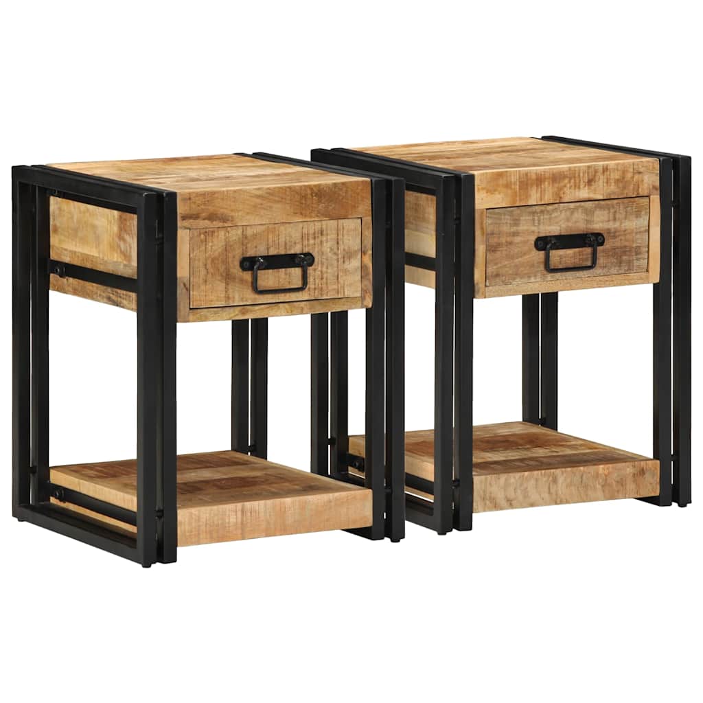 Tables de chevet (2 pcs) 40x40x50 cm Bois massif brut de manguier