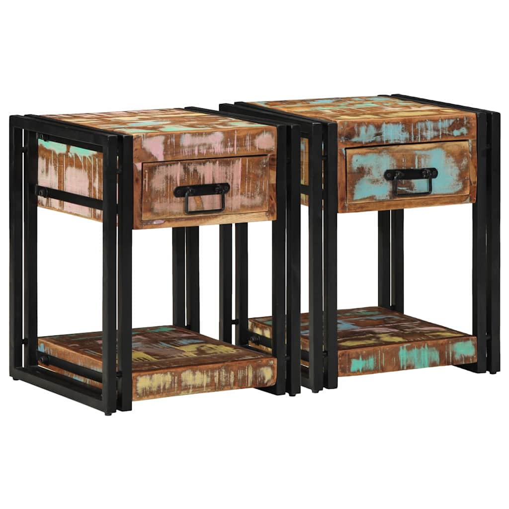 Cabinet de chevet avec tiroir 2 pcs Multicolore 40 x 40 x 50 cm - XIOS
