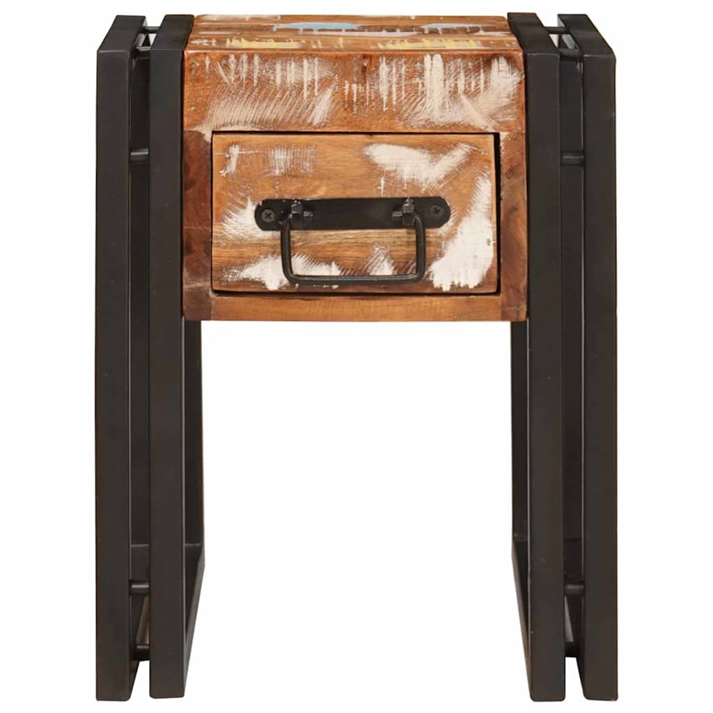 Table d'appoint 30 x 30 x 40 cm Bois recyclé massif et métal - XIOS