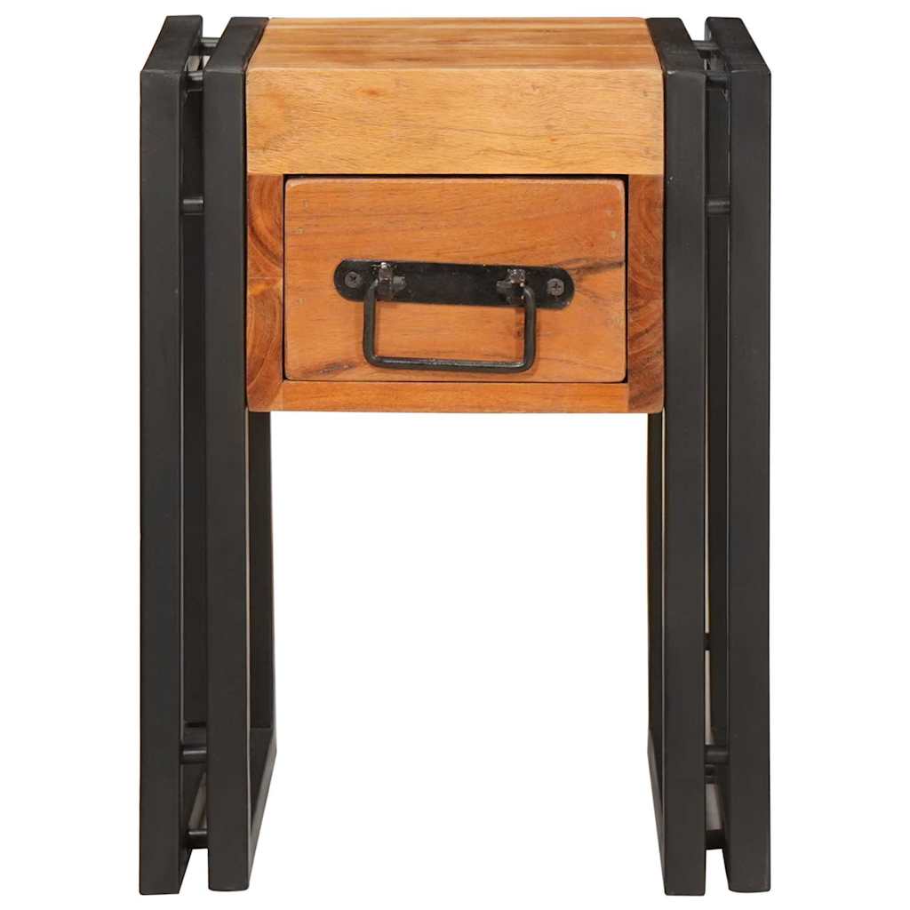 Table d'appoint 30 x 30 x 40 cm Bois d'acacia massif et métal - XIOS