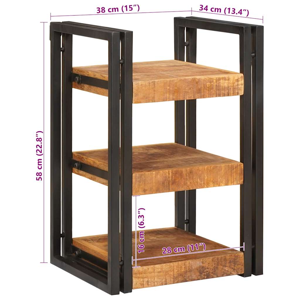 Table de chevet Marron et noir Bois de mangue massif - XIOS