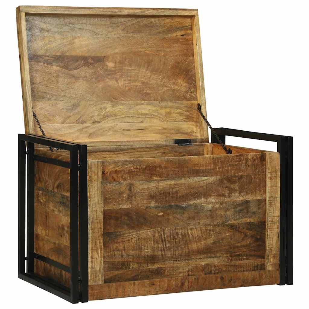 Boîte de Rangement 80 x 50 x 50 cm Bois de mangue brut et métal - XIOS