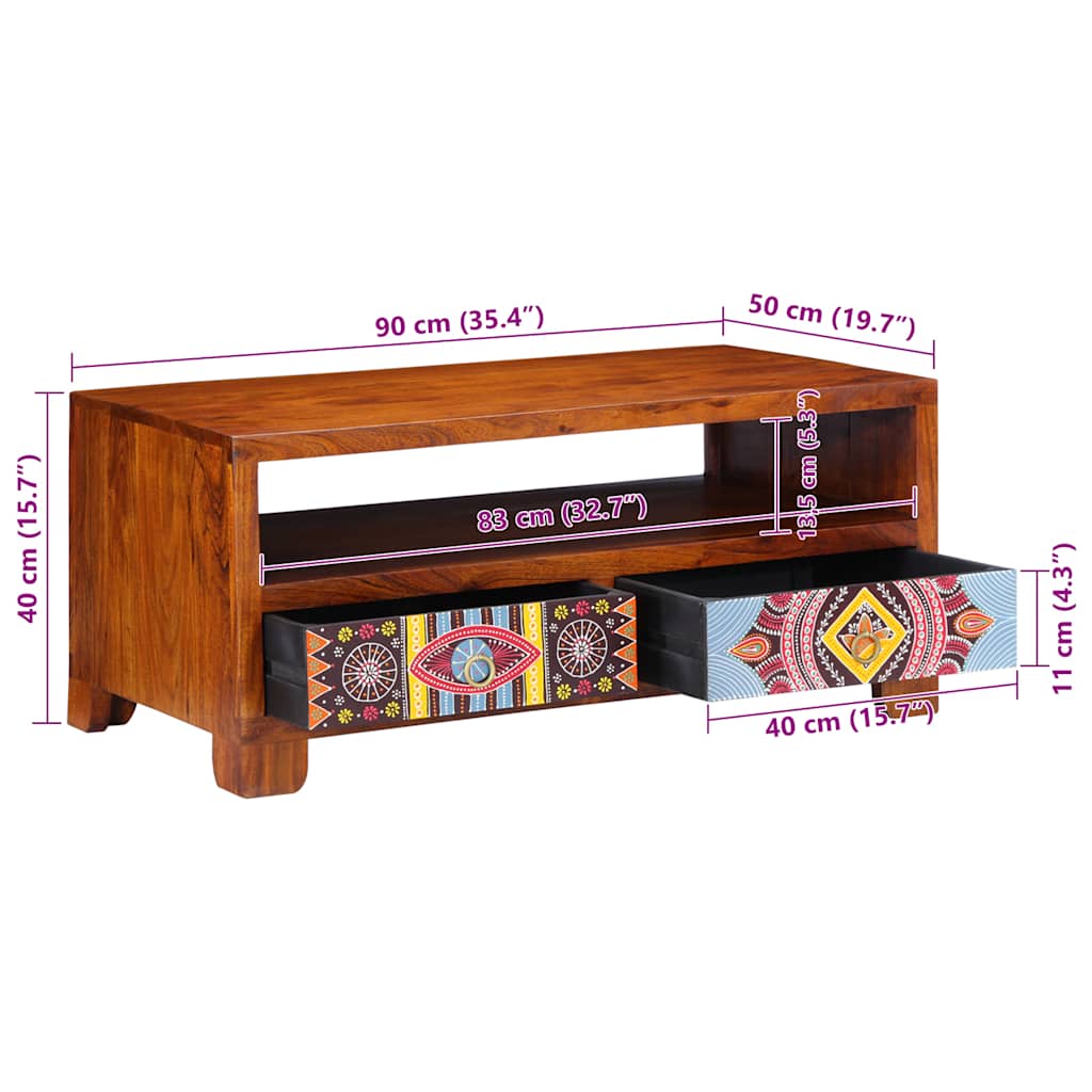 Table basse 90x50x40 cm bois d'acacia massif - XIOS