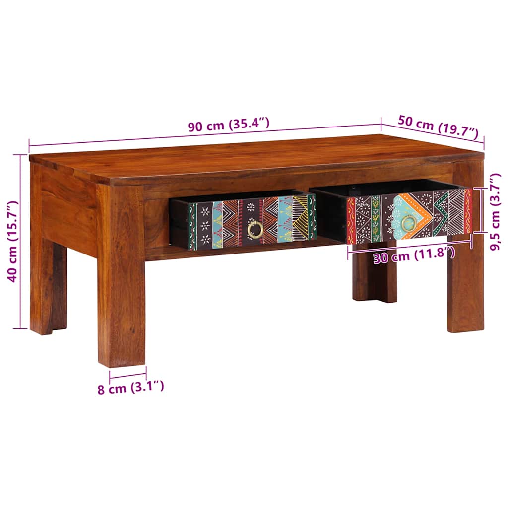 Table basse 90x50x40 cm bois d'acacia massif - XIOS
