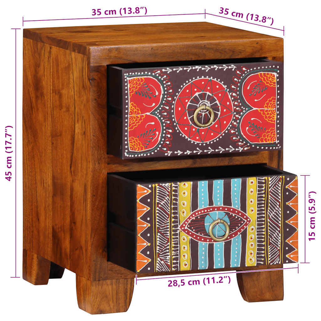 Table de chevet 35x35x45 cm bois d'acacia massif - XIOS
