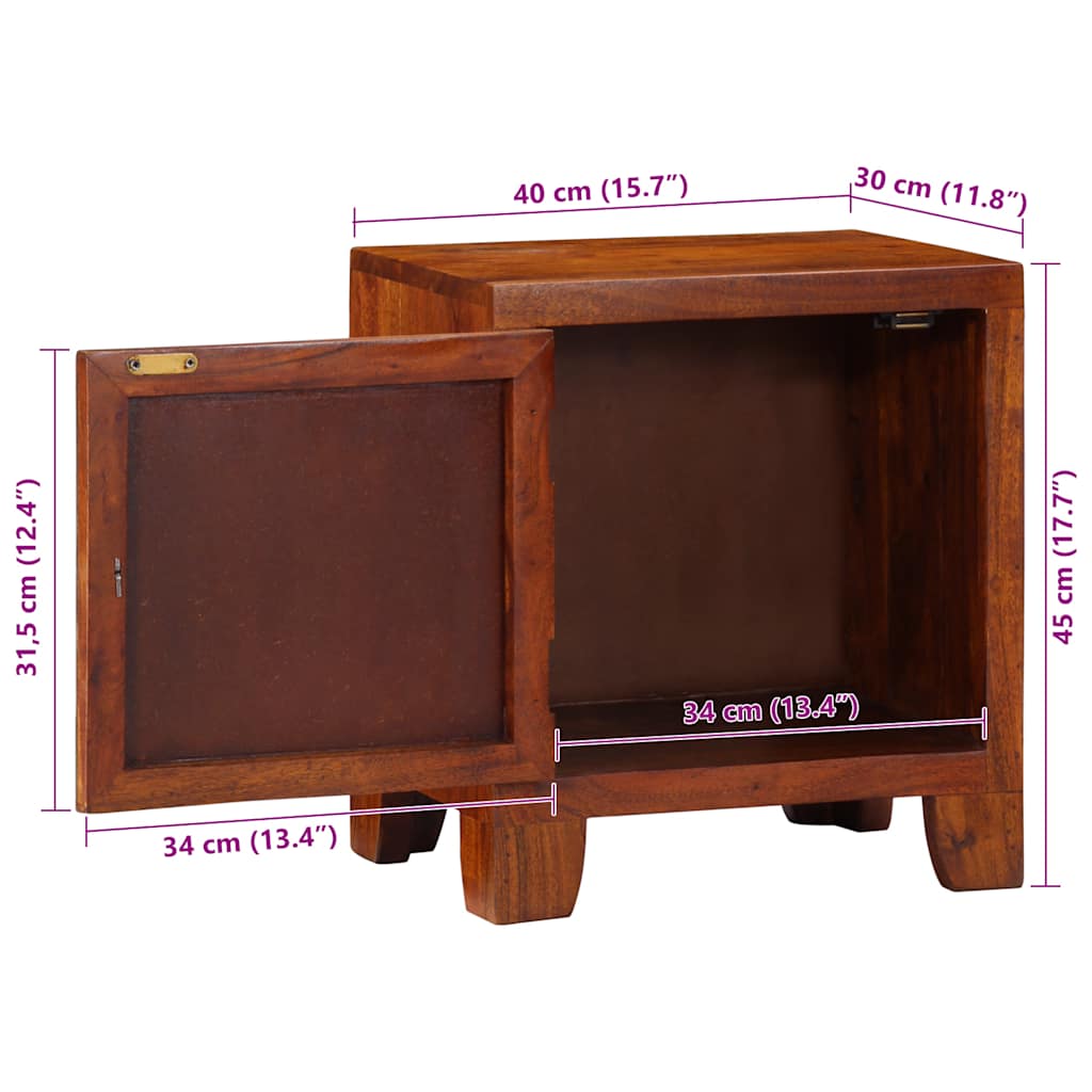 Table de chevet 40x30x45 cm bois d'acacia massif - XIOS