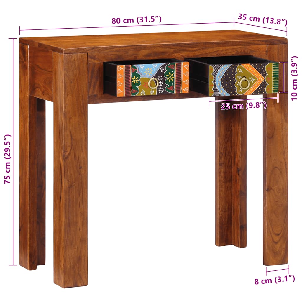 Table console 80x35x75 cm bois massif d'acacia - XIOS
