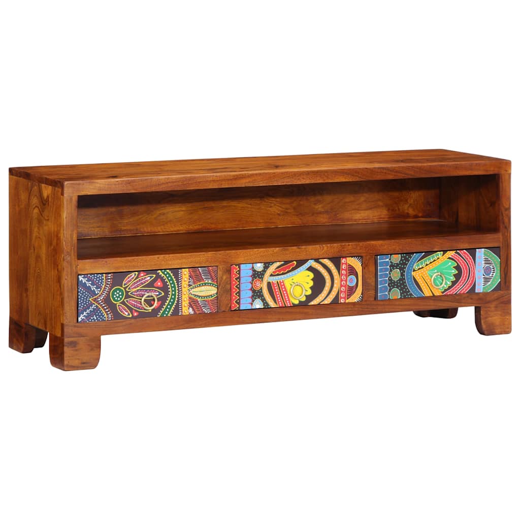 Meuble TV multicolore 110x30x40 bois d'acacia massif - XIOS