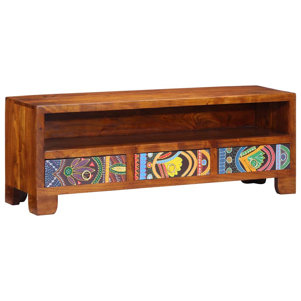 Meuble TV multicolore 110x30x40 bois d'acacia massif - XIOS