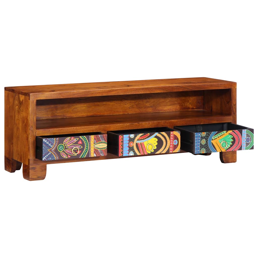 Meuble TV multicolore 110x30x40 bois d'acacia massif - XIOS