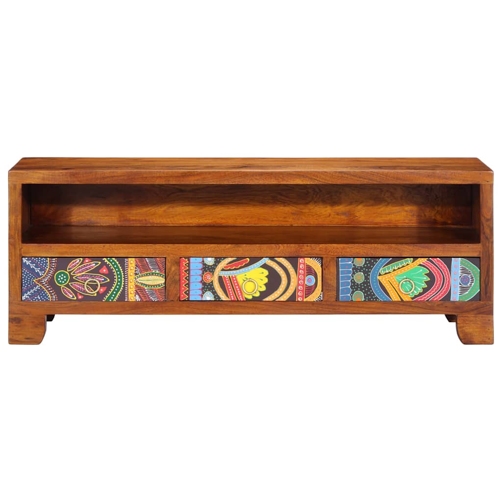 Meuble TV multicolore 110x30x40 bois d'acacia massif - XIOS