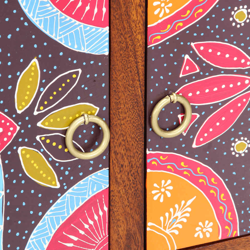 Meuble TV multicolore 110x30x40 bois d'acacia massif - XIOS