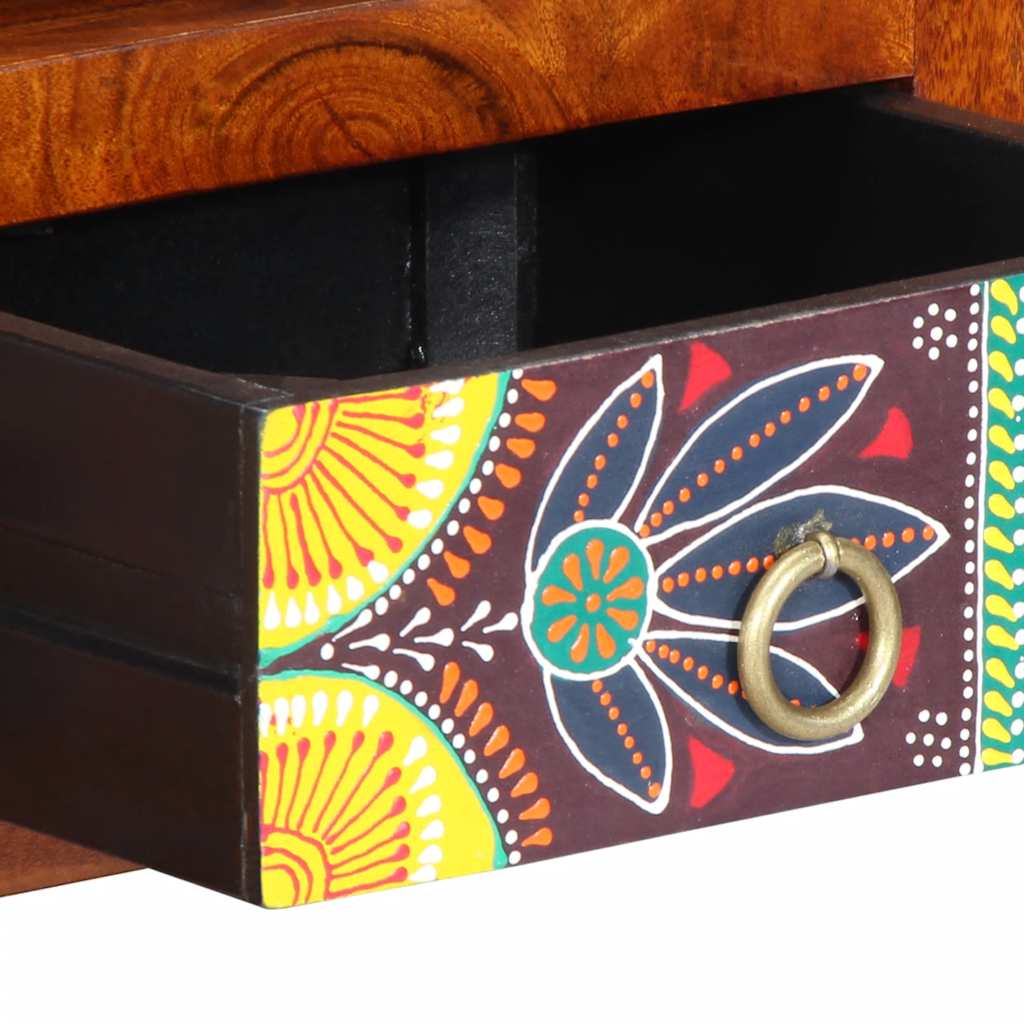 Meuble TV mural multicolore 90x30x30 bois massif d'acacia - XIOS