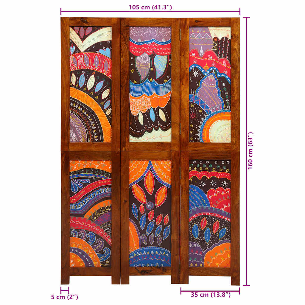 Paravent Marron 105 x 160 cm Bois d'acacia massif - XIOS