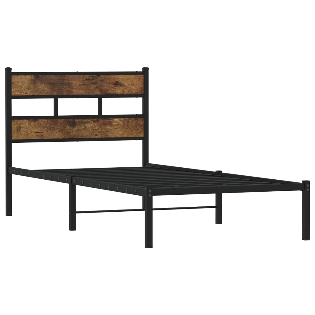 Cadre de lit en métal sans matelas chêne fumé 100x190 cm - XIOS