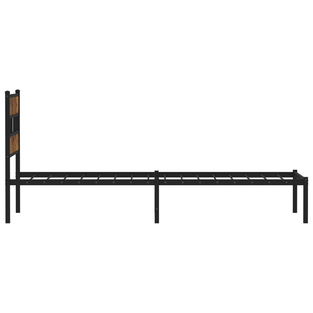 Cadre de lit en métal sans matelas chêne fumé 100x190 cm - XIOS
