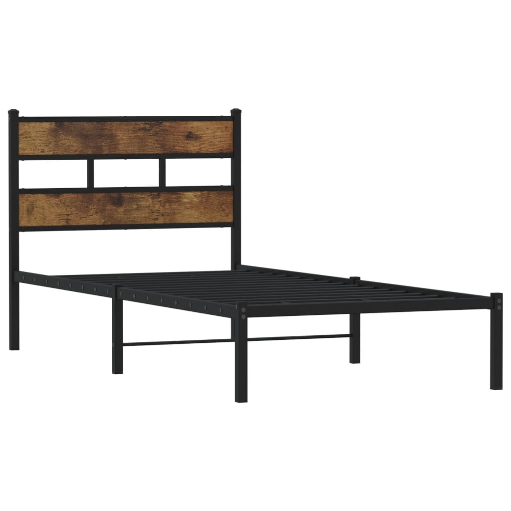 Cadre de lit en métal sans matelas chêne fumé 107x203 cm - XIOS