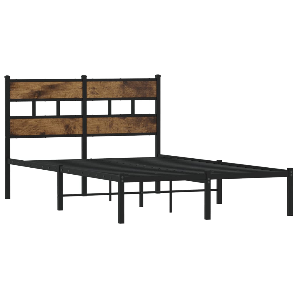 Cadre de lit en métal sans matelas chêne fumé 120x200 cm - XIOS