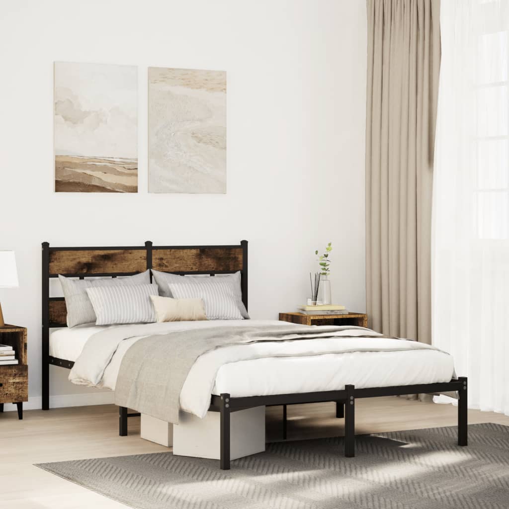 Cadre de lit en métal sans matelas chêne fumé 120x200 cm - XIOS