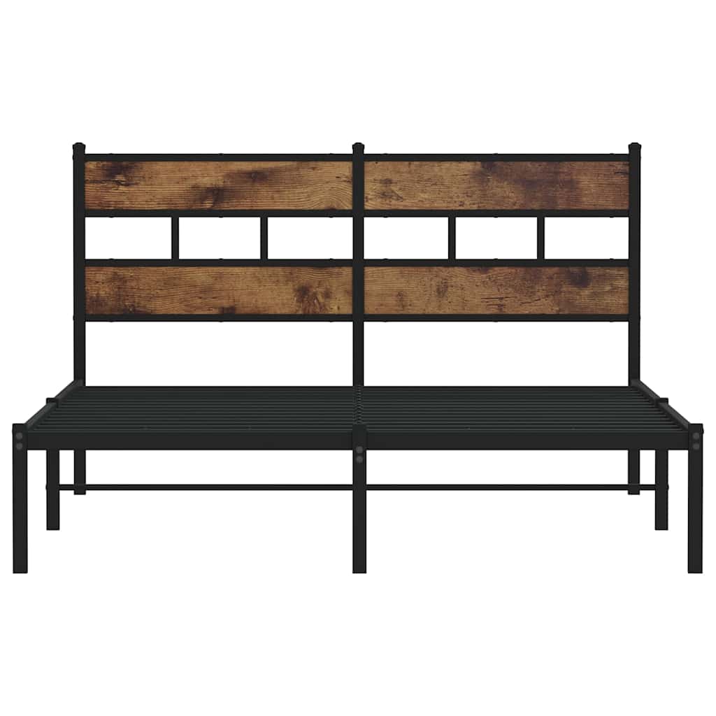 Cadre de lit en métal sans matelas chêne fumé 135x190 cm - XIOS