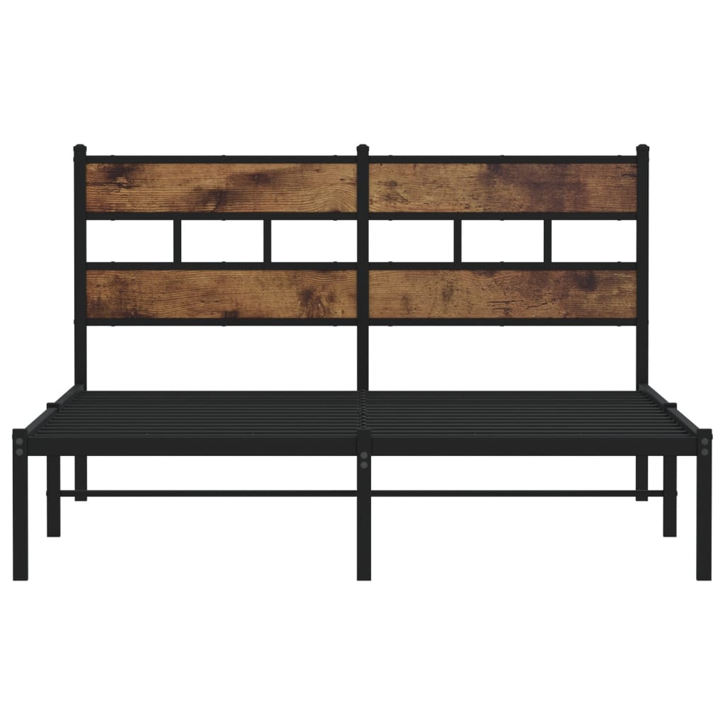 Cadre de lit en métal sans matelas chêne fumé 140x200 cm - XIOS