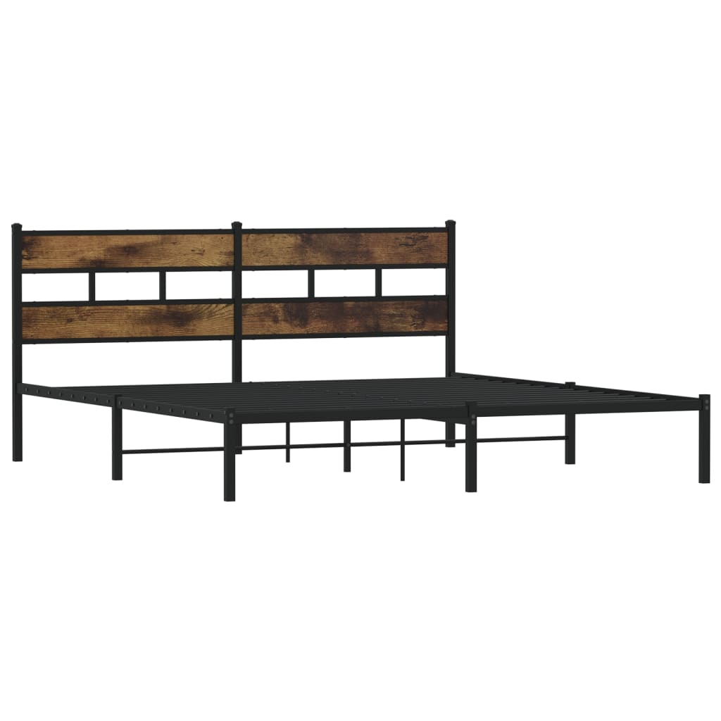Cadre de lit en métal sans matelas chêne fumé 183x213 cm - XIOS