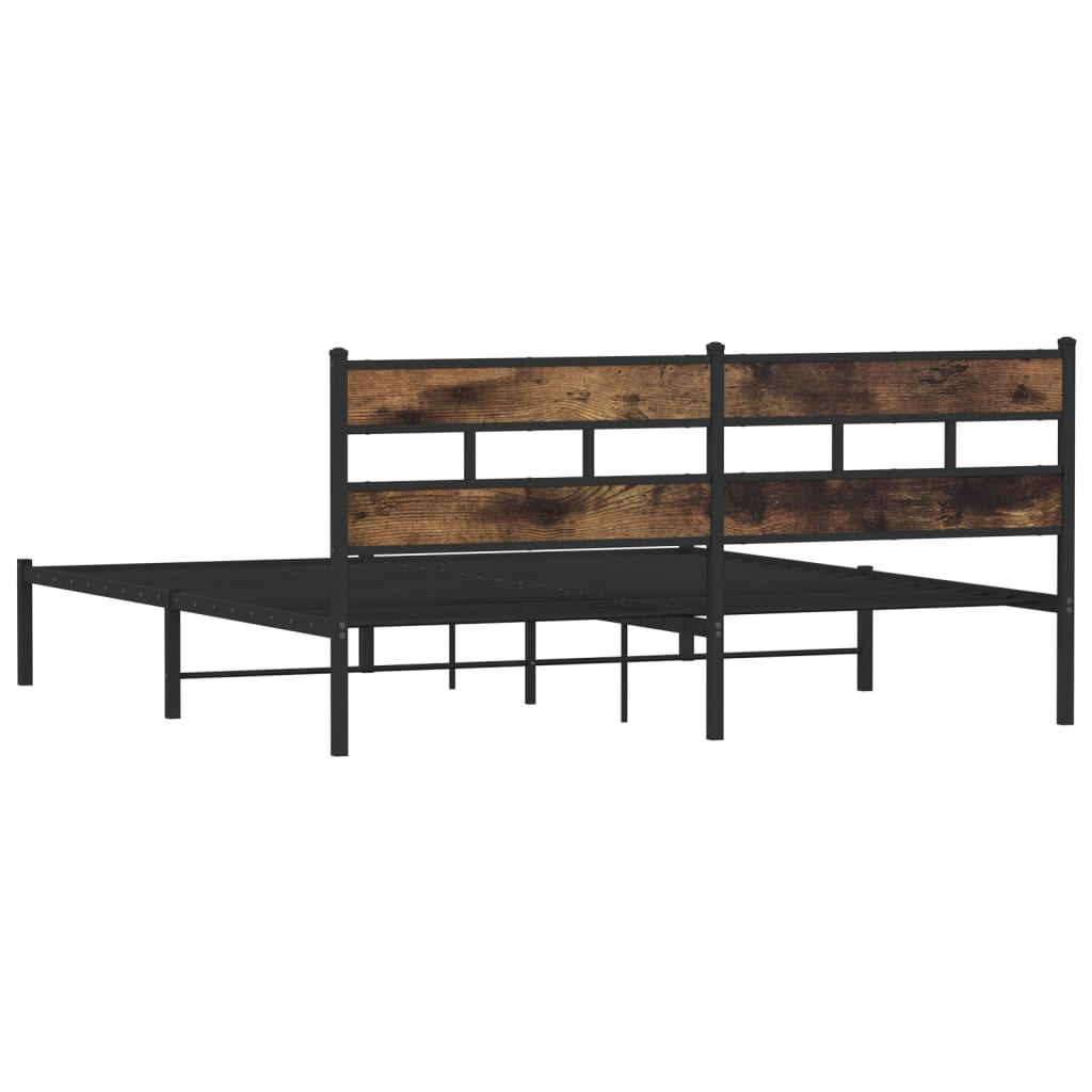 Cadre de lit en métal sans matelas chêne fumé 183x213 cm - XIOS
