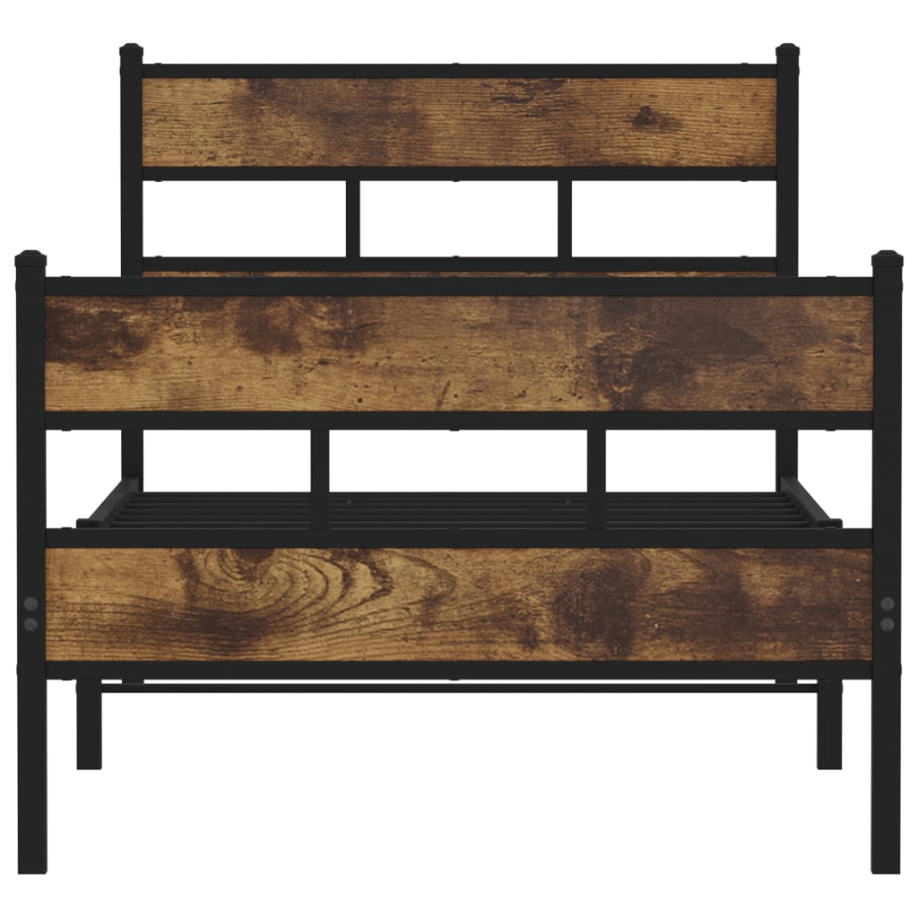 Cadre de lit en métal sans matelas chêne fumé 80x200 cm - XIOS