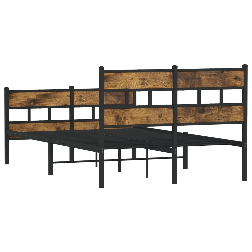 Cadre de lit en métal sans matelas chêne fumé 120x190 cm - XIOS