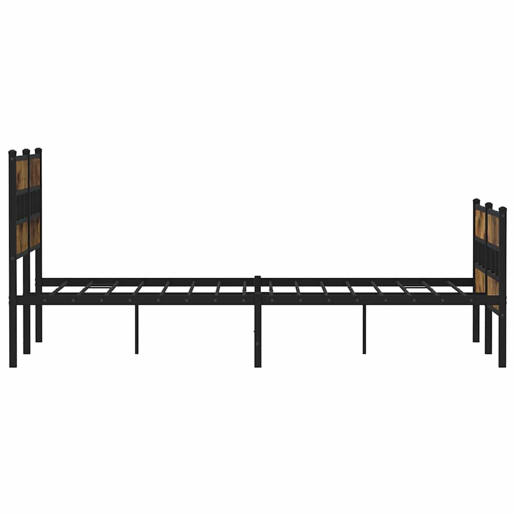 Cadre de lit en métal sans matelas chêne fumé 135x190 cm - XIOS