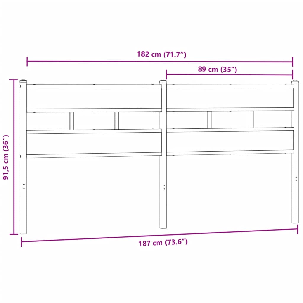 Tête de lit chêne fumé 180 cm fer et bois d'ingénierie - XIOS