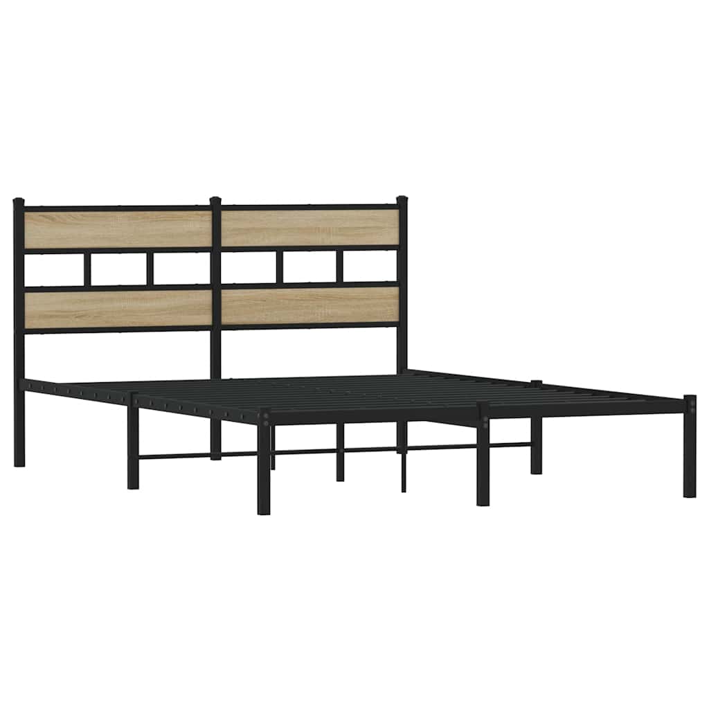 Cadre de lit en métal sans matelas chêne sonoma 135x190 cm - XIOS