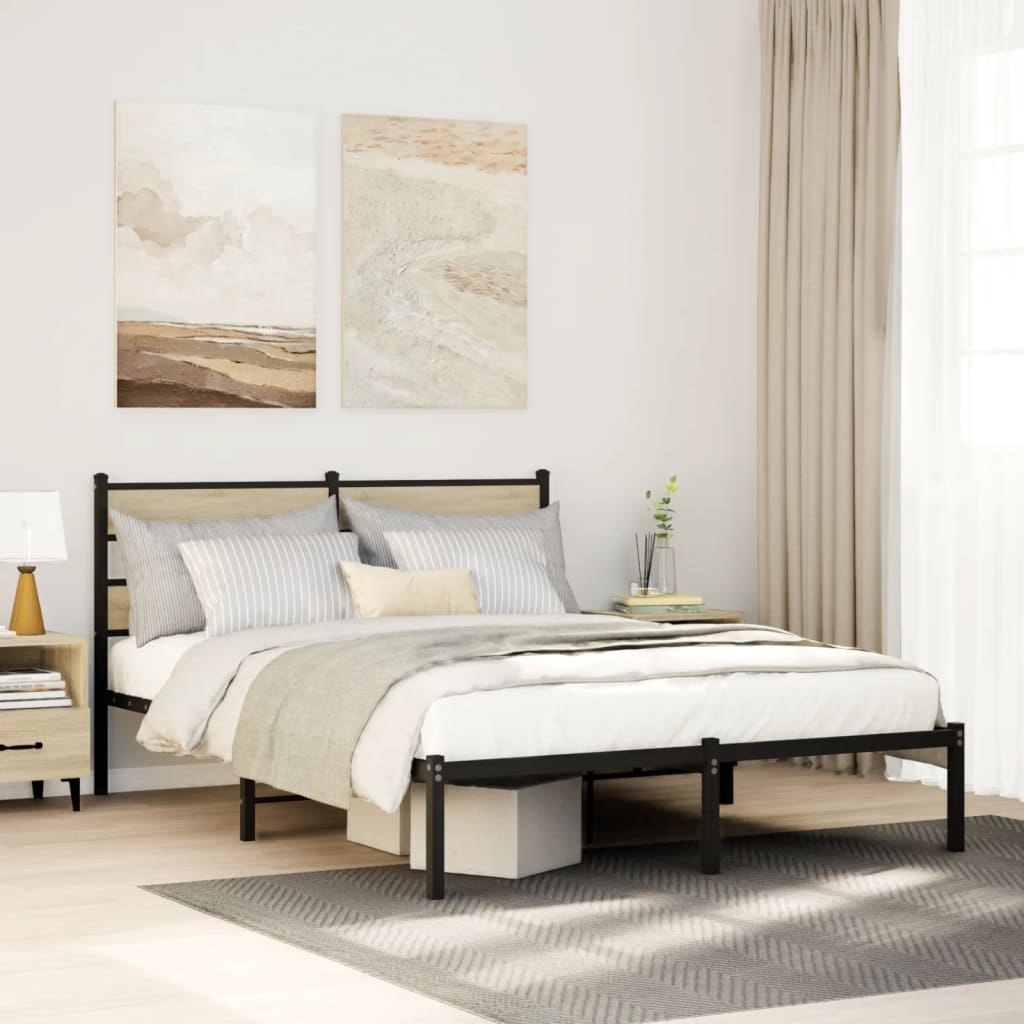 Cadre de lit en métal sans matelas chêne sonoma 150x200 cm - XIOS
