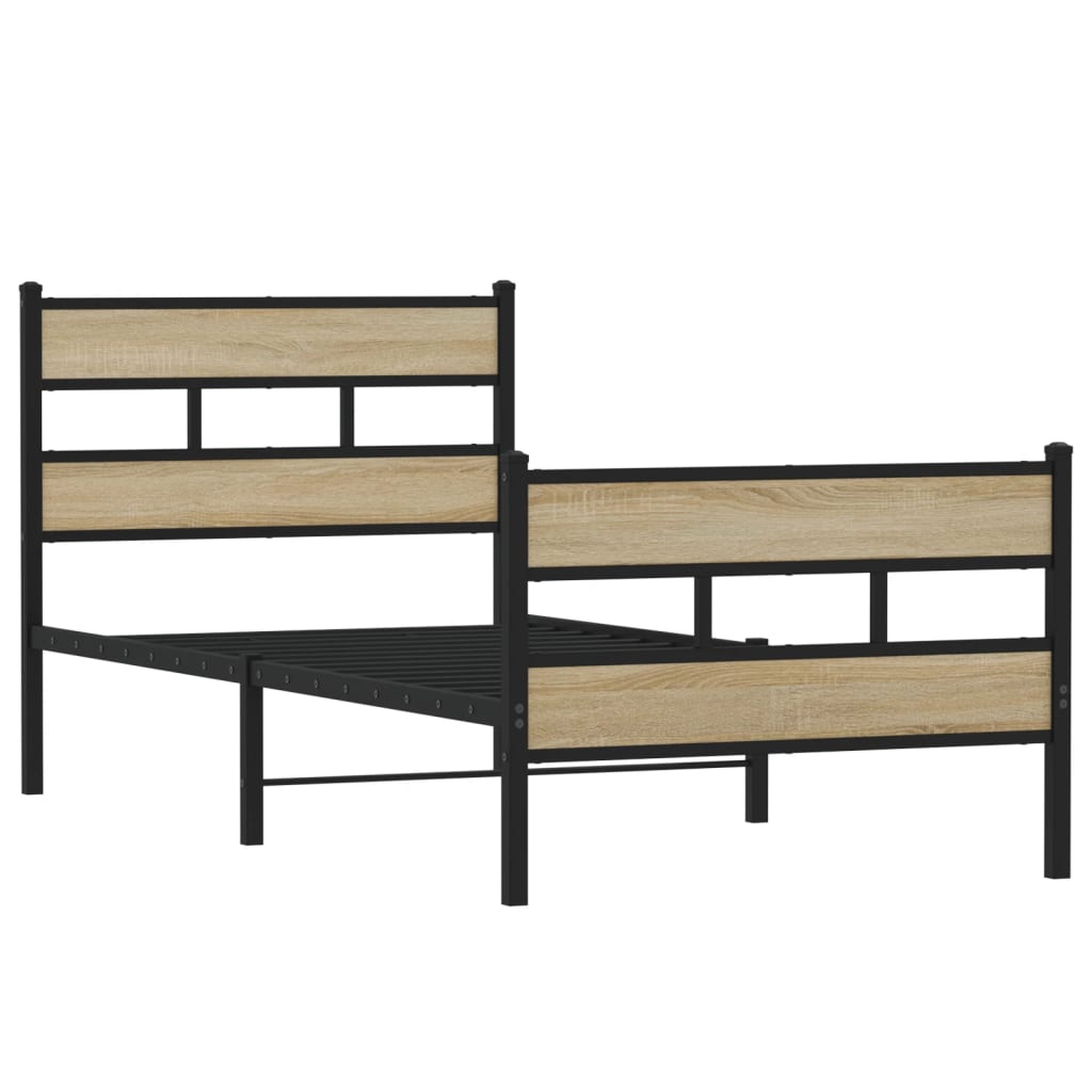 Cadre de lit en métal sans matelas chêne sonoma 90x190 cm - XIOS