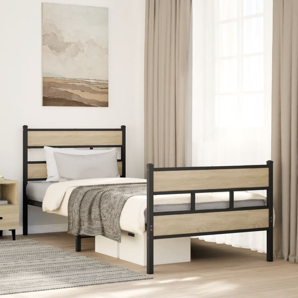 Cadre de lit en métal sans matelas chêne sonoma 90x200 cm - XIOS