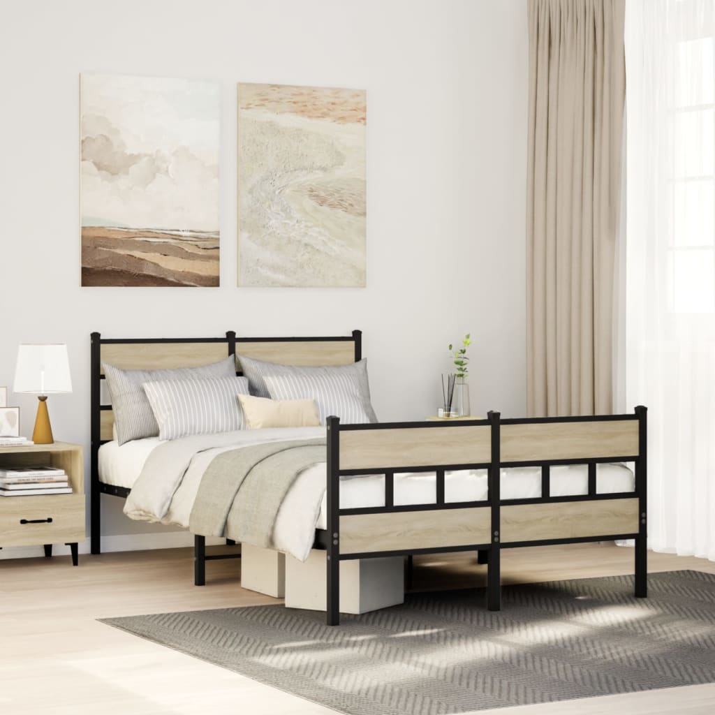 Cadre de lit en métal sans matelas chêne sonoma 120x190 cm - XIOS