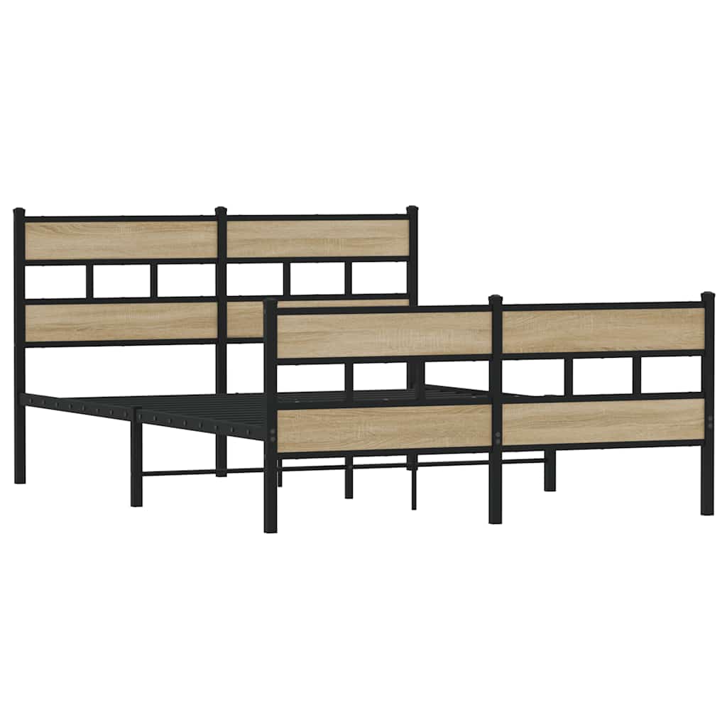 Cadre de lit en métal sans matelas chêne sonoma 140x190 cm - XIOS