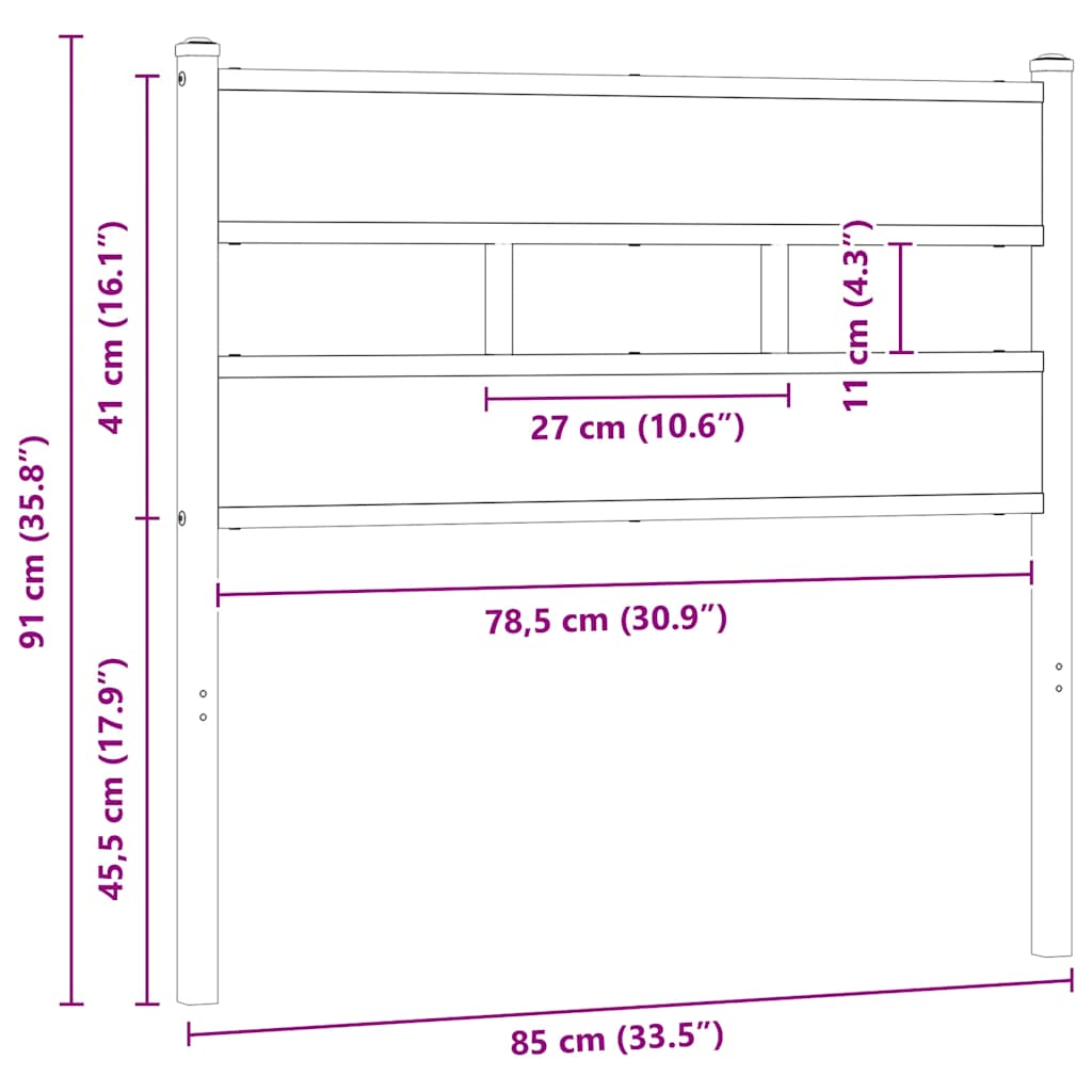 Tête de lit de remplacement chêne sonoma 80 cm fer et bois d’ingénierie - XIOS