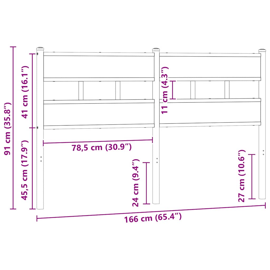 Tête de lit de remplacement chêne sonoma 160 cm fer et bois d’ingénierie - XIOS