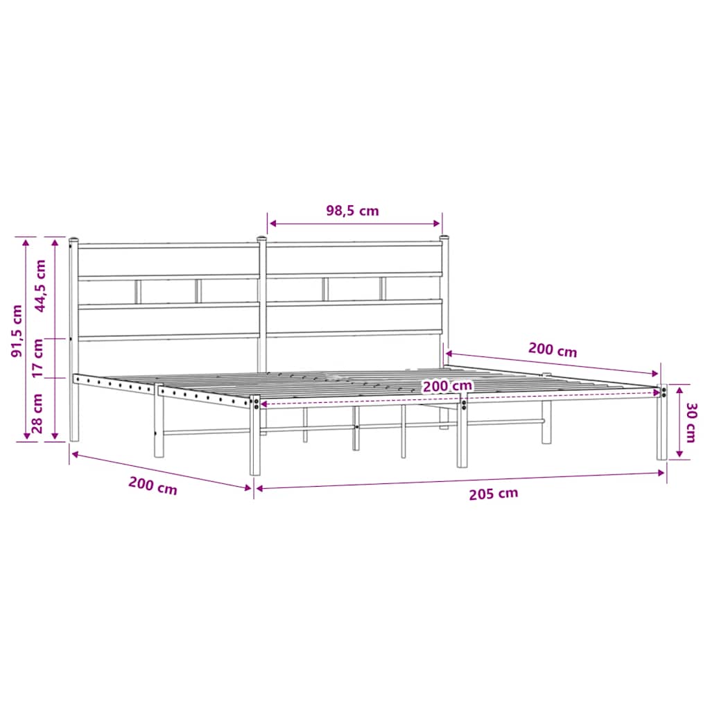 Cadre de lit sans matelas avec tête de lit 200x200 cm - XIOS