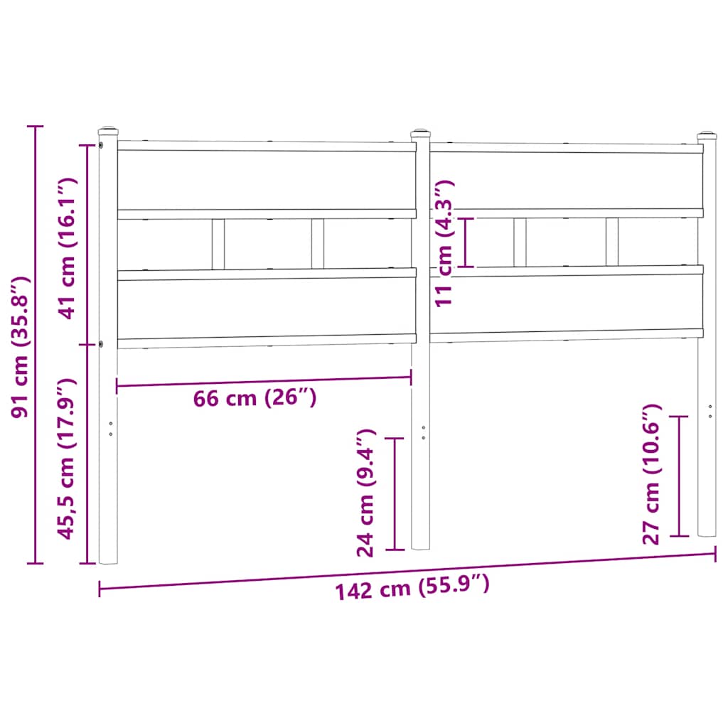 Tête de lit de remplacement chêne marron 135 cm acier et bois d'ingénierie